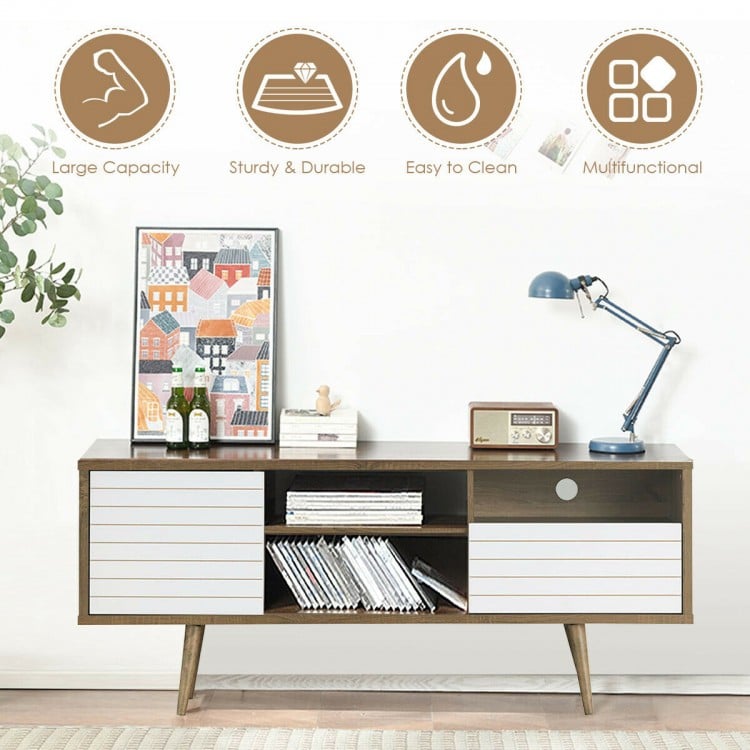 Mid-Century Modern TV Stand for TVs up to 65 Inch with Storage Shelves