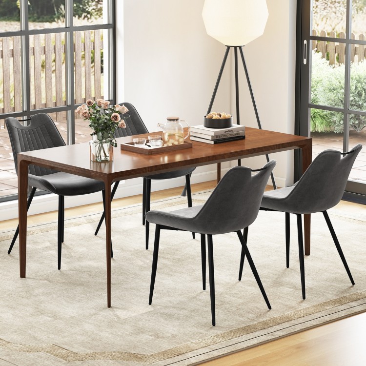 Dining Chair Set of 4 Faux Leather Upholstered Kitchen Chairs with Metal Legs