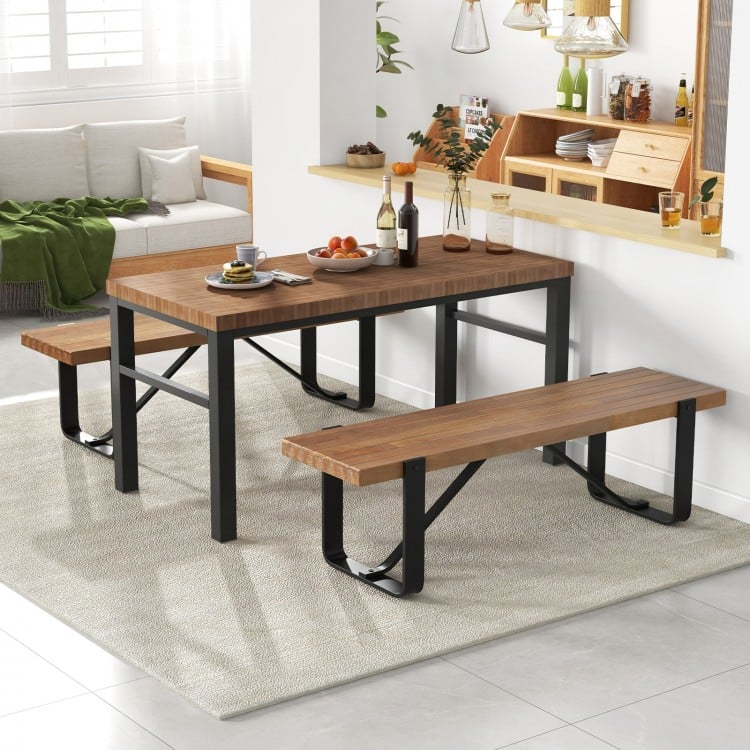 60 Inch Entryway Bench Rustic Farmhouse Wooden Shoe Rack with Metal Frame