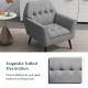 Modern Tufted Fabric Accent Chair with Rubber Wood Legs