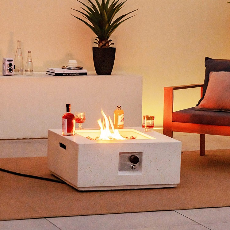 28 Inch 40000 BTU Square Propane Gas Fire Pit with PVC Cover