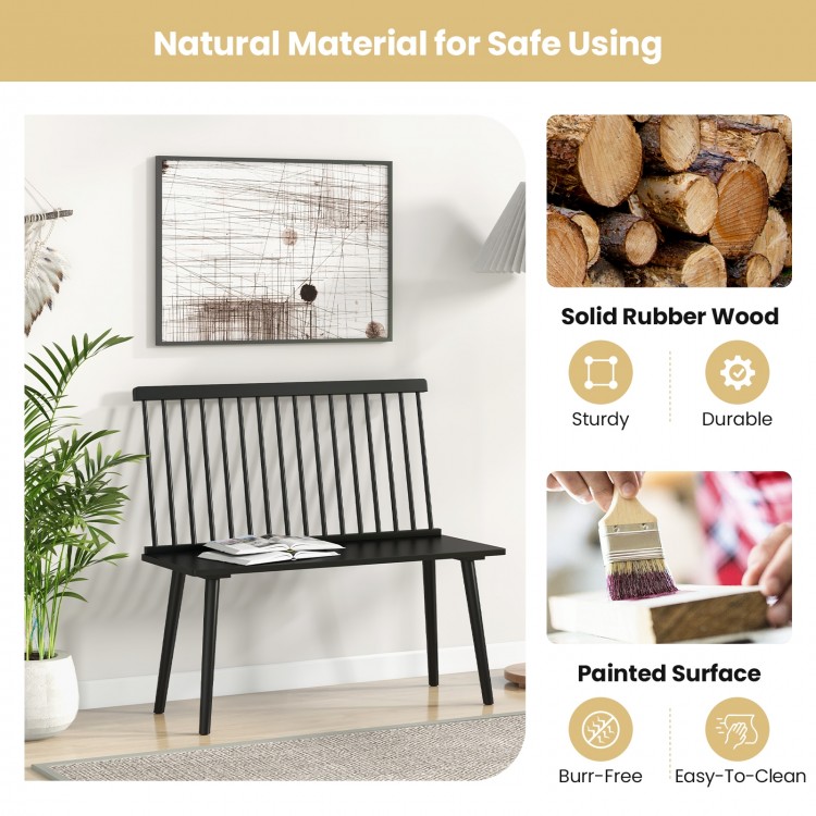 Entryway Bench for 2 with Spindle Back for Kitchen Dining Room and Hallway