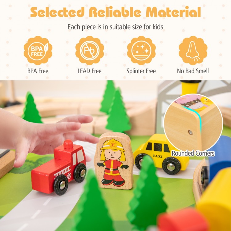 78 Pieces Activity Railway Playset for Kids Aged 3+