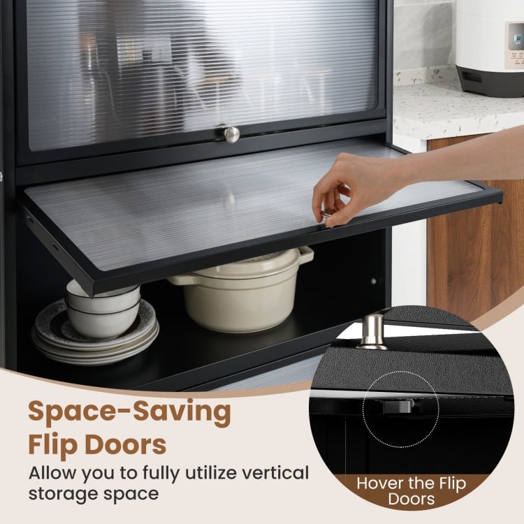 5-Tier Kitchen Pantry Storage Cabinet with Flip-Up Doors