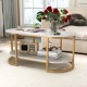 Marble Coffee Table with Open Storage Shelf