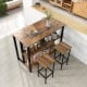 36 Inch 3-Tier Bar Table with Storage Metal Frame Adjustable Foot Pads for Dining Room