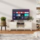 TV Stand Entertainment Media Console with 2 Rattan Cabinets and Open Shelves