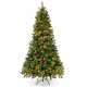 6/7/8 Feet Hinged Christmas Tree with PVC Branch Tips Warm White LED Lights