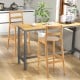 Set of 2 Rubber Wood Armless Bar Stools with Backrest and Footrest
