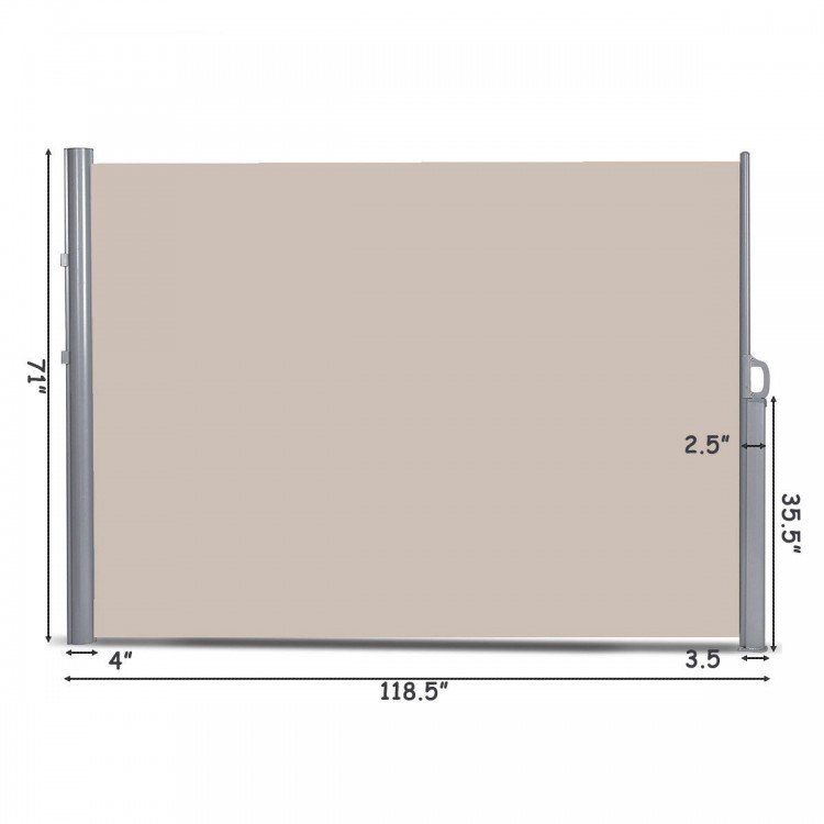 118.5 x 71 Inch Patio Retractable Folding Side Awning Screen