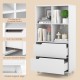 4-Tier Open Bookcase with 2 Drawers and 4 Storage Cubes
