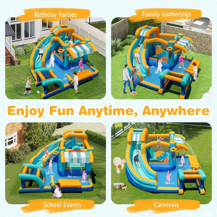 Inflatable Water Slide Bounce House Kids Jump Castle with 750W Blower