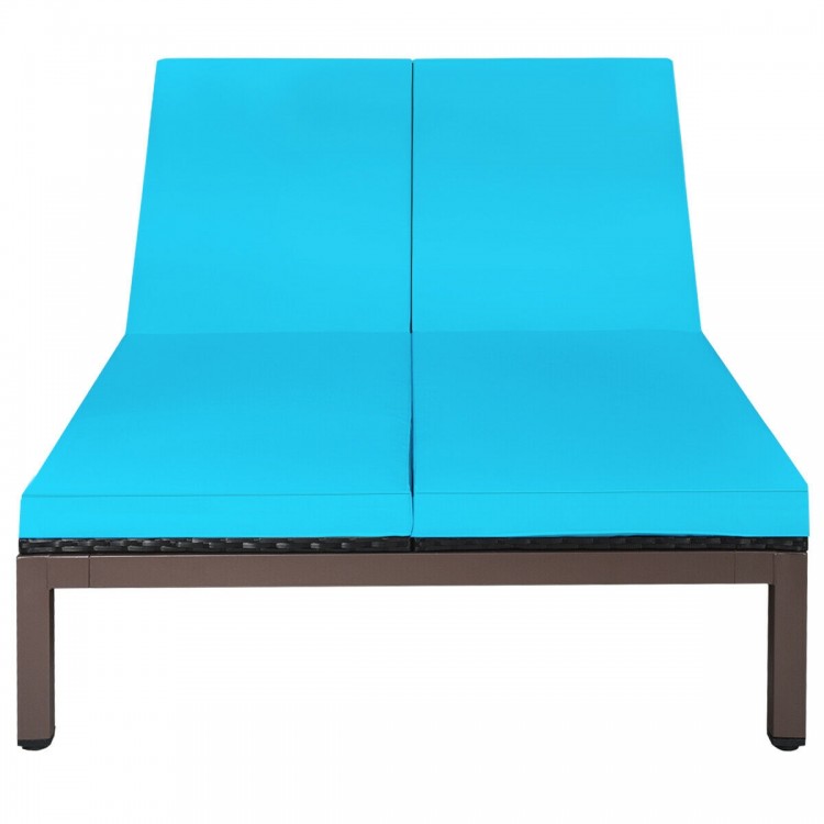 2-Person Patio Rattan Lounge Chair with Adjustable Backrest