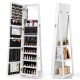 360° Swivel Jewelry Armoire Standing Jewelry Organizer with Full Length Mirror and Back Shelves
