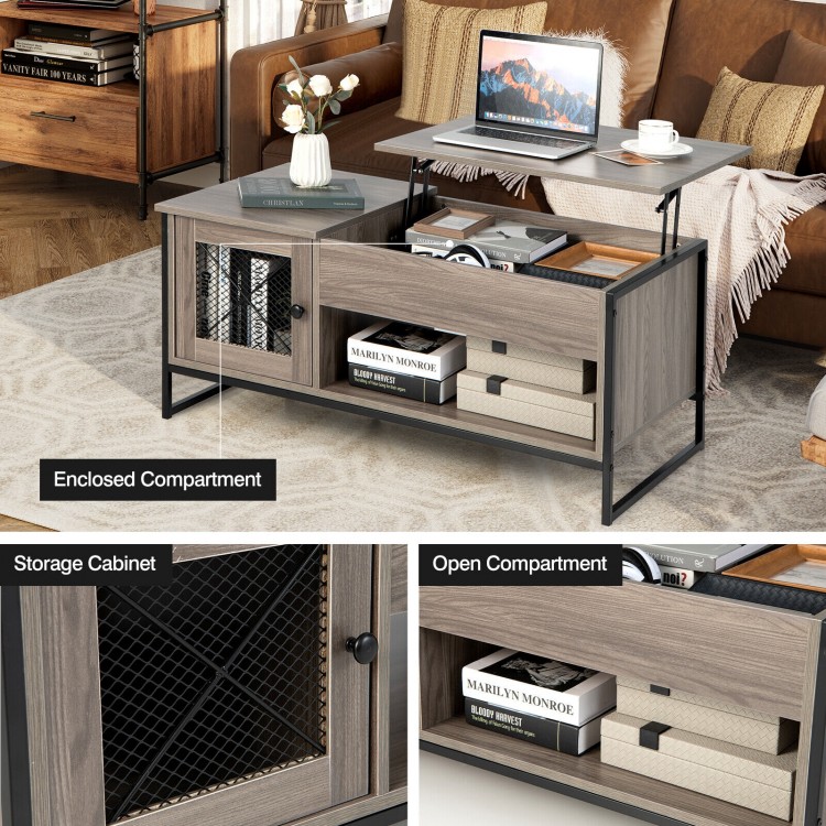 42 Inch Lift Top Coffee Table with Storage and Hidden Compartment