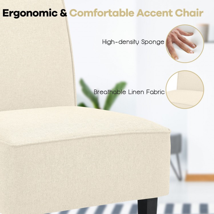 Modern Armless Accent Chair with Rubber Wood Legs