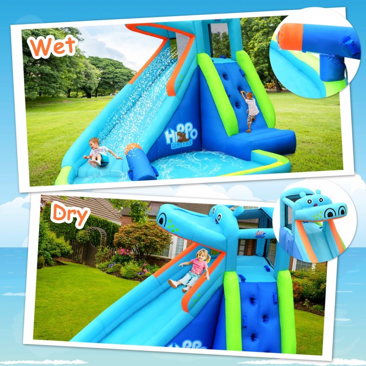 Hippo Inflatable Water Slide Bounce House with 740W Blower