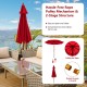 9.5 Feet Pulley Lift Round Patio Umbrella with Fiberglass Ribs