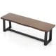 56.5 Inches Wood Dining Bench with Wavy Edge and Adjustable Footpads