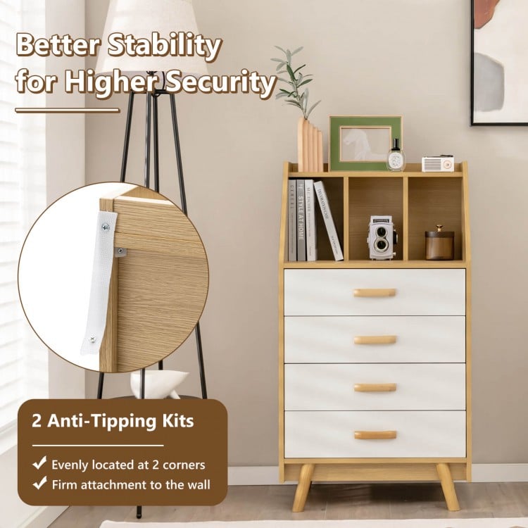 4-Drawer Dresser with 2 Anti-Tipping Kits for Bedroom