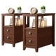 2 Pieces Wooden Bed-side Nightstand Set with 2 Drawers