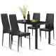 5 Pieces Kitchen Dining Set with Glass Metal Table and 4 Chairs Breakfast Furniture