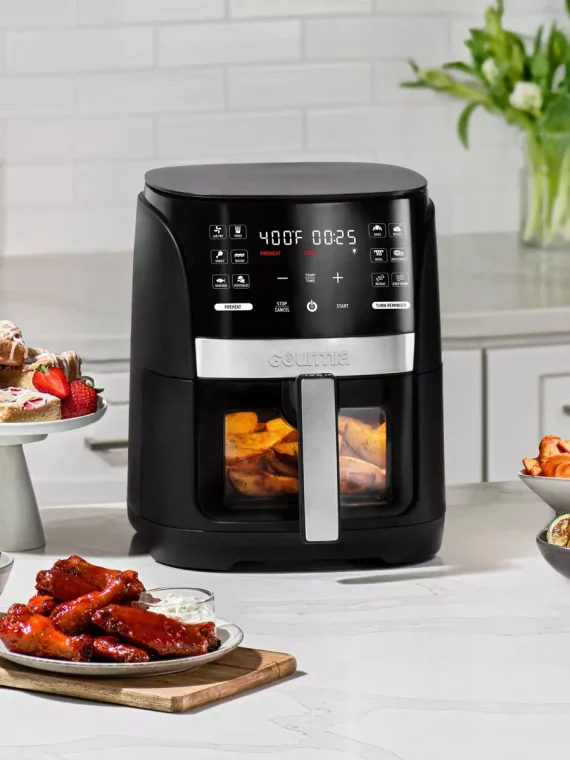 Gourmia 6-Qt Digital Window Air Fryer with 12 Presets & Guided Cooking Black
