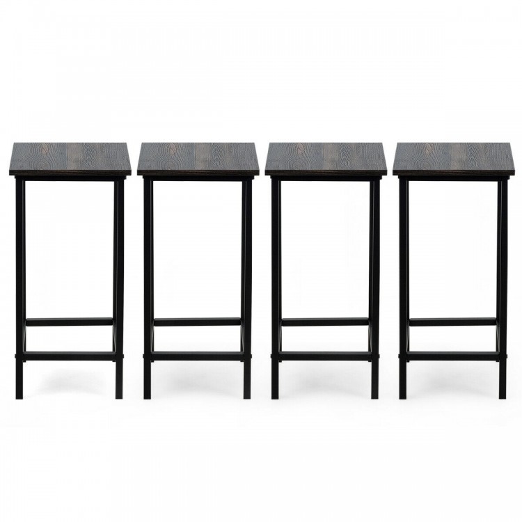 Set of 4 Bar Stools 24 Inch Counter Height Backless with Metal Frame