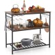 3 Shelves Kitchen Island Industrial Prep Table with Bottom Wine Rack