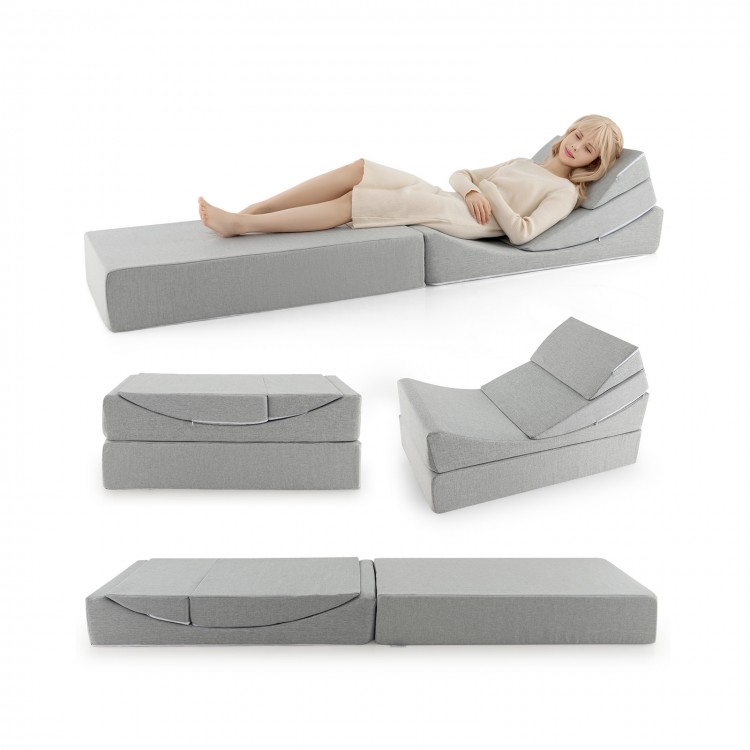 4-in-1 Convertible Folding Sofa Bed with High-Density Foam