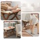 Folding Natural Rattan Ottoman with Hand-woven Seat