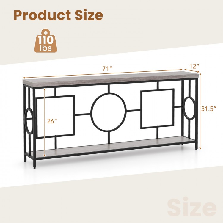 2-Tier Faux Marble Top Console Table with Storage Shelf for Hallway