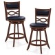 Bar Stools Set of 2 with Rubber Wood Frame and Faux Leather Upholstered Seat