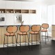 29.5 Inch Modern Faux Leather Bar Stools with Imitation Rattan Woven Backrest