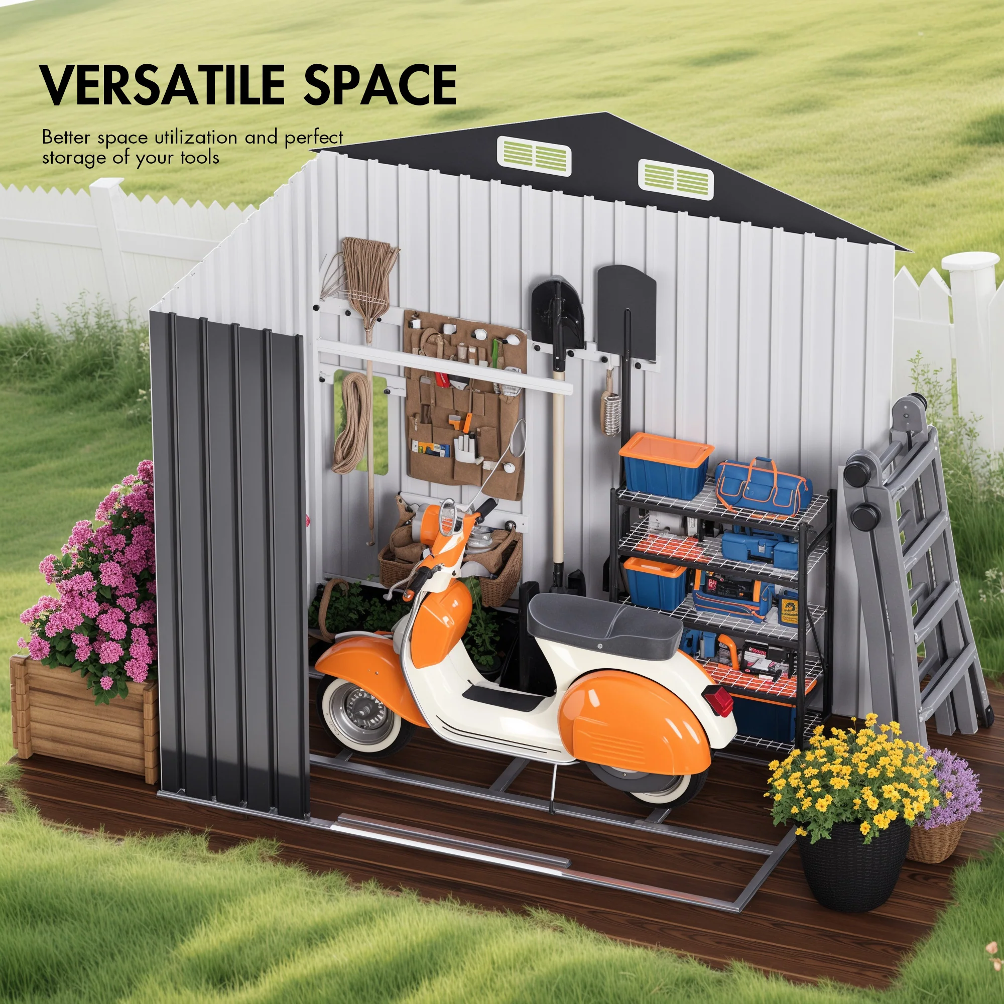 Garden Shed Outdoor Storage Shed 131x195x186cm