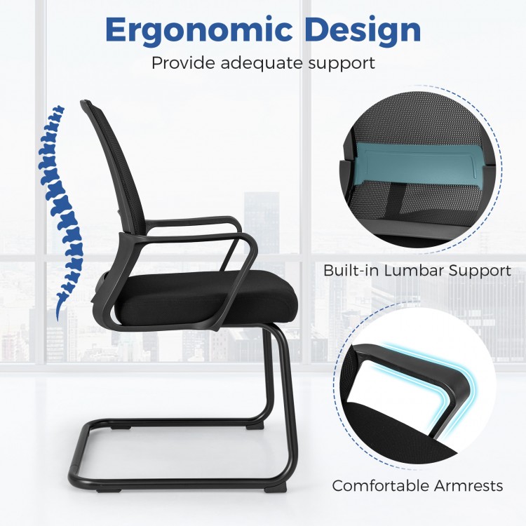 Office Chair No Wheels Ergonomic Conference Chair with Mesh Back