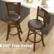 29 Inches Swivel Counter Height Barstool Set of 2 with Rattan Backrest and Footrest