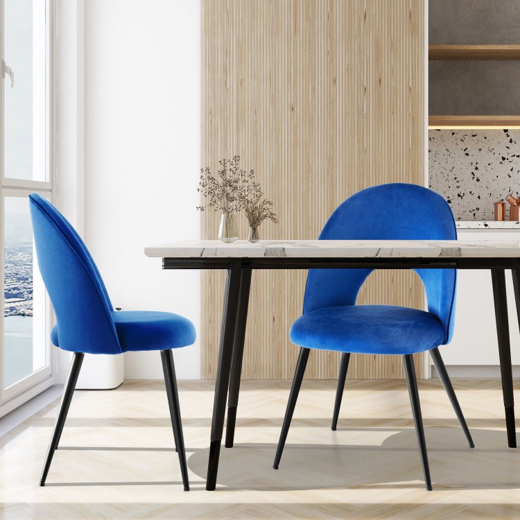 Dining Chair Set of 2 with Metal Base and Adjustable Pads