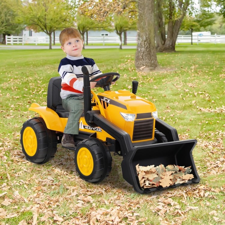 12V Kid's Ride on Excavator Electric Construction Vehicle with Adjustable Digging Bucket