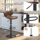 Set of 2 Adjustable Bar Stools Swivel Bar Chairs Pub Kitchen