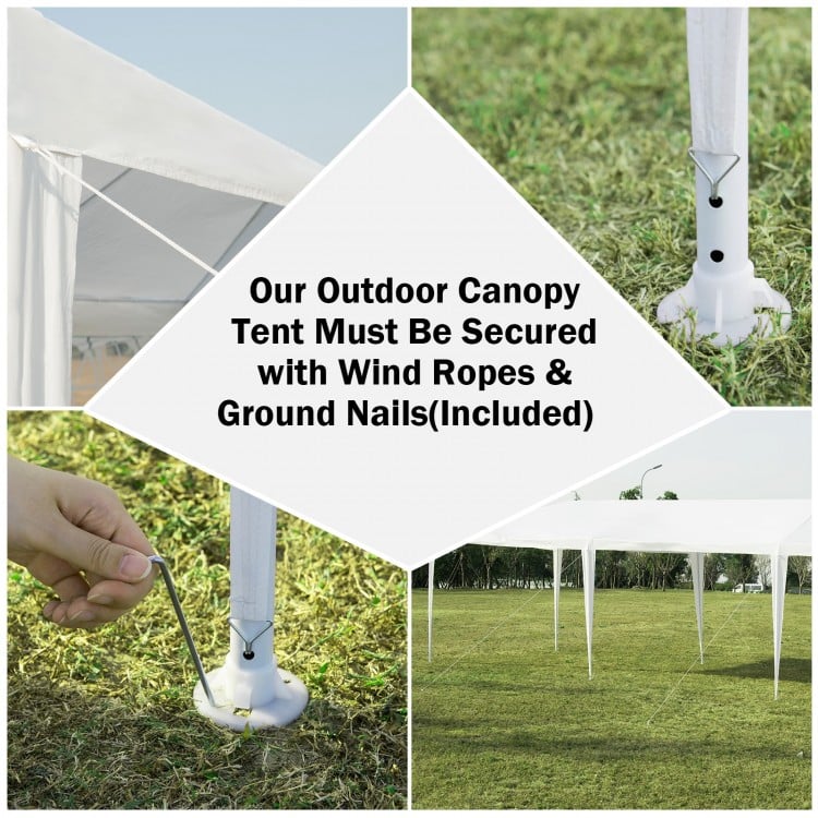 10 x 30 Feet Gazebo Canopy Tent with Connection Stakes and Wind Ropes