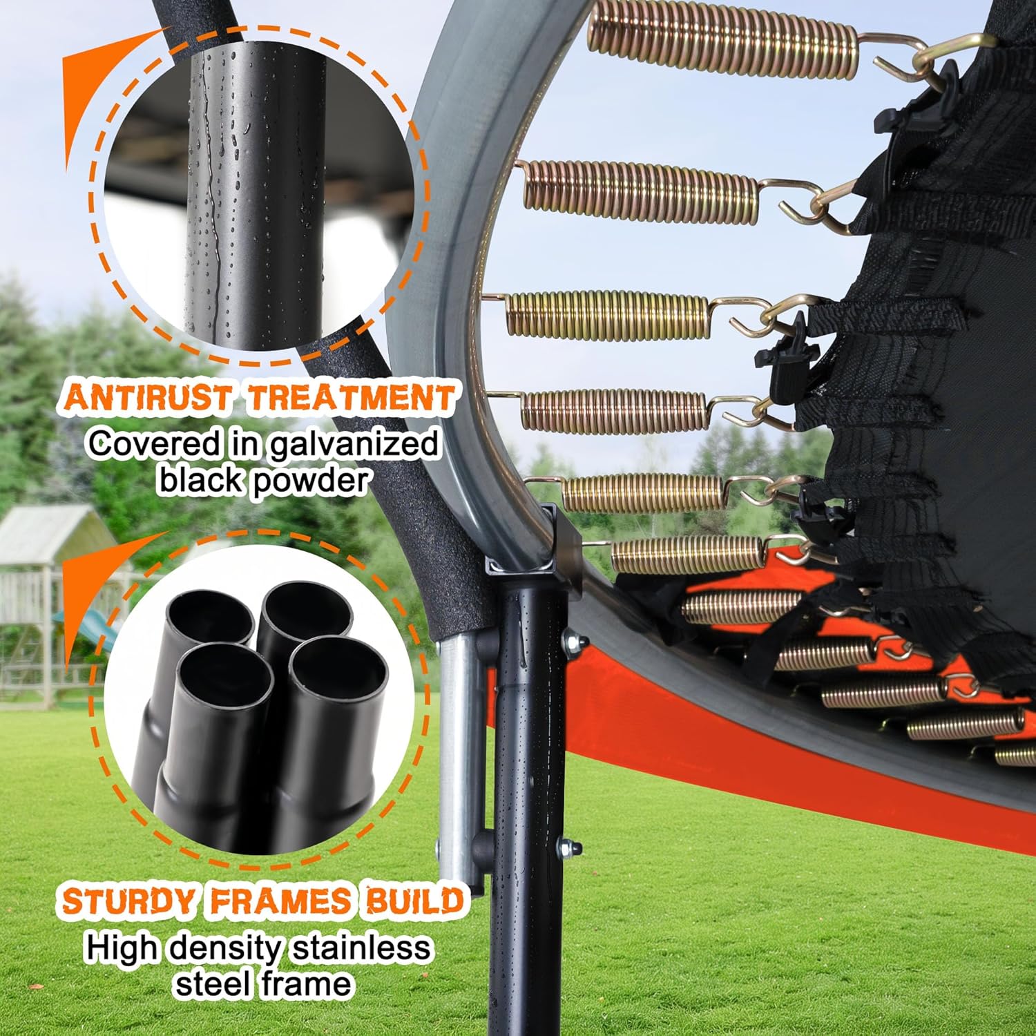 Trampoline 8FT 10FT 12FT 14FT 16FT, Recreational Trampolines with Enclosure Net and Ladder, Outdoor Anti-Rust Trampolines for Kids and Adults, ASTM Approved