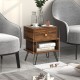 Set of 2 Irregular 2-Tier Wooden Nightstands with Elevated Metal Feet
