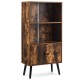 2-Tier Retro Bookcase Bookshelf with 3 Compartments