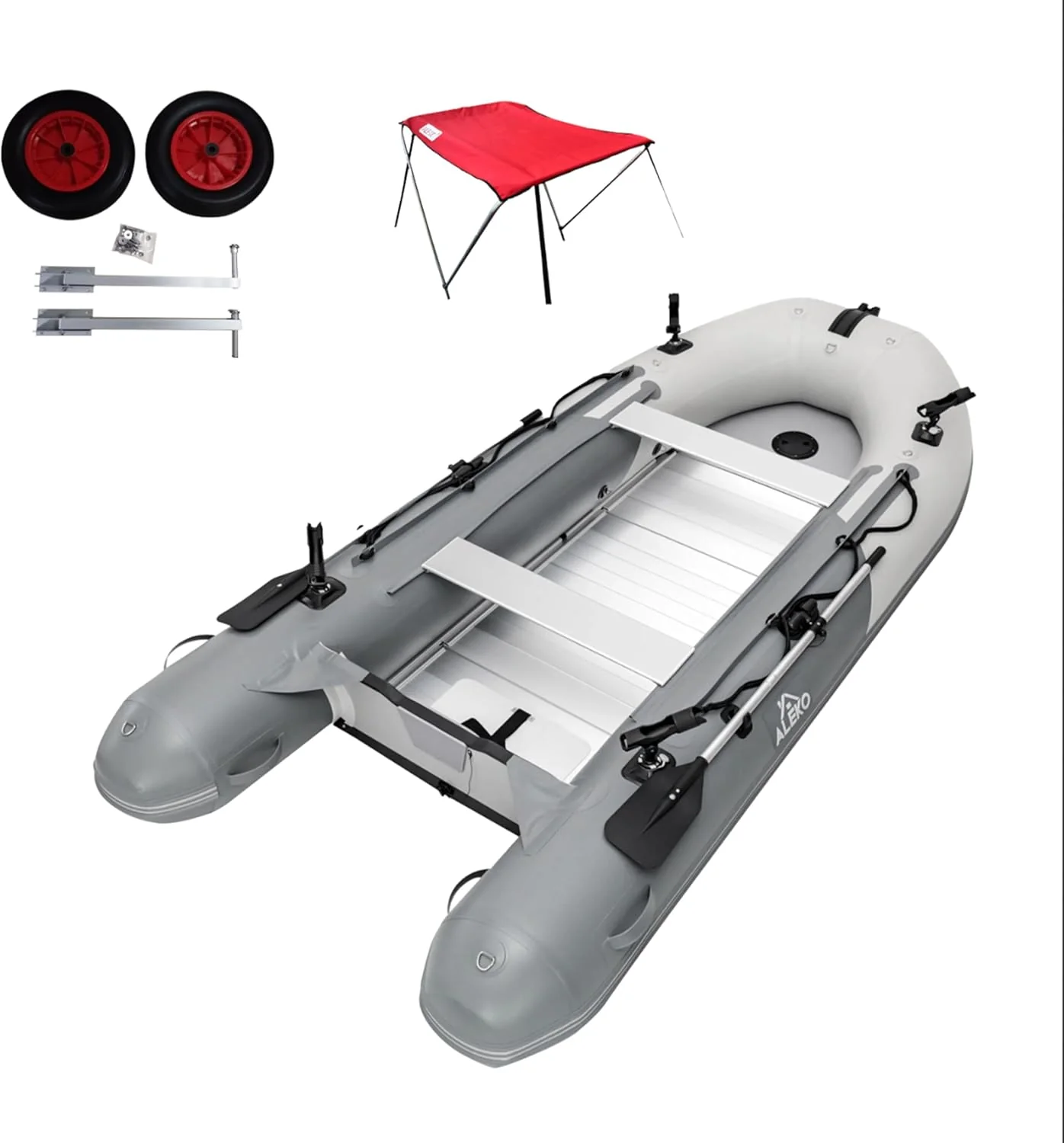 Inflatable Boat | Yacht Dinghy Tender Raft | Multi Person Fishing Boat | Aluminum Floor Oars | Fishing Rod Holders | Heavy-Duty PVC | 2024 Model |
