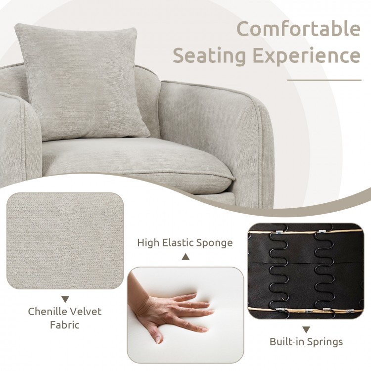 Chenille Velvet Accent Chair with Storage Pockets