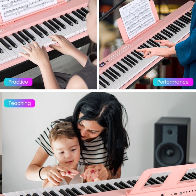 88 Key Foldable Electric Keyboard Piano with Wireless MIDI and Dual Speakers