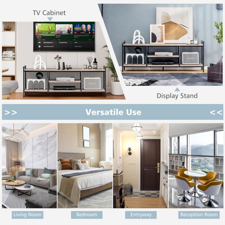 Industrial TV Stand for TVs up to 60 Inch with Storage Shelves