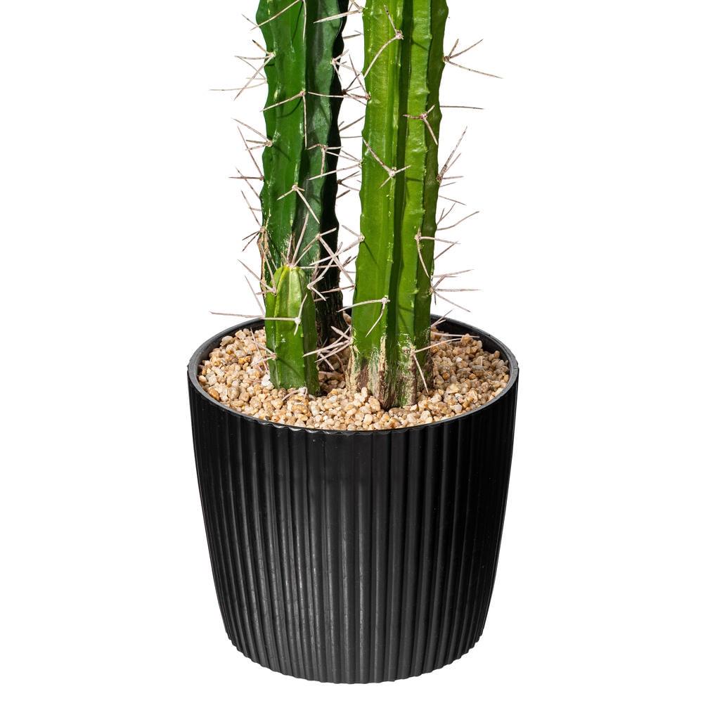 Vickerman 46′′ Artificial Green Cactus in Black Plastic Pot, Decorative Succulent Plant