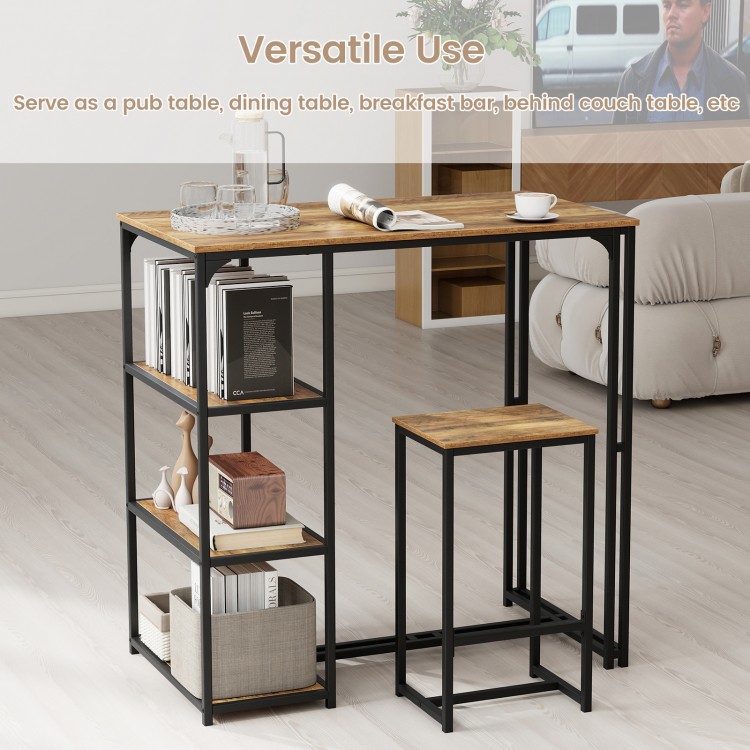 3-Piece Bar Table Set for 2 Bar-Height Dining Table with 2 Stools